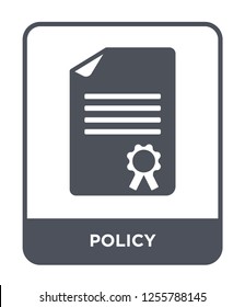 policy icon vector on white background, policy trendy filled icons from Law and justice collection, policy simple element illustration
