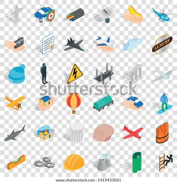 Policy icons set. Isometric style of 36 policy\
vector icons for web for any\
design