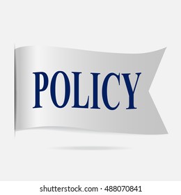 Policy label, silver ribbon badge
