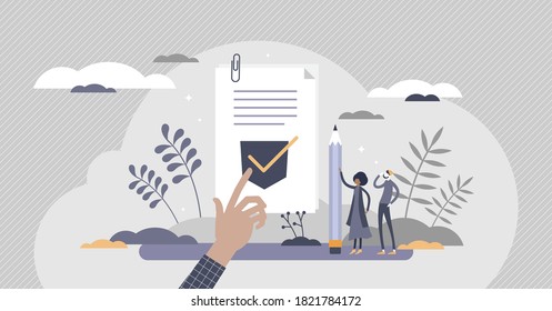 Policy as legal principles statement with text protocol tiny person concept. Procedure regulation document with security and risks administration vector illustration. Privacy data protection banner.