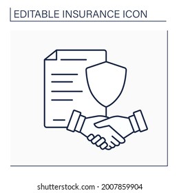 Policy line icon. Contract between insurer and policyholder. Agreement determines claims for insurance. Insurance concept. Isolated vector illustration. Editable stroke