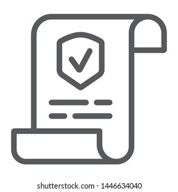 Policy line icon, document and contract, insurance paper sign, vector graphics, a linear pattern on a white background, eps 10.