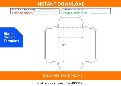 Policy open end envelope or Catalog envelope 7x10 inch dieline template and envelope design