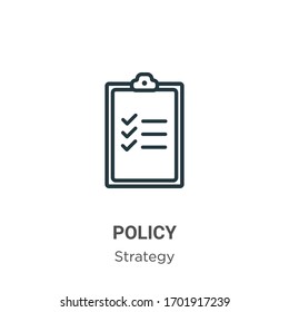 Rahmenrichtlinie Vektorillustration Symbol Dünne schwarze Policy-Symbol, einfache flache Vektorillustration-Elementgrafik aus bearbeitbarem Strategiekonzept einzeln auf weißem Hintergrund