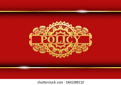 Texto de política dentro del emblema Red and Gold. Tradicional y elegante fondo. Ilustración intensa. 