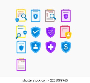 Policy vector document icon set
