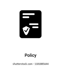 Policy icon  vector isolated on white background, logo concept of Policy  sign on transparent background, filled black symbol