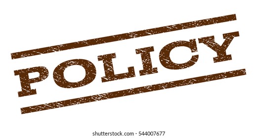 Policy watermark stamp. Text caption between parallel lines with grunge design style. Rubber seal stamp with scratched texture. Vector brown color ink imprint on a white background.