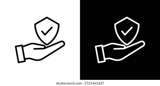 Concepto de logotipo de icono de titular de póliza en trazos