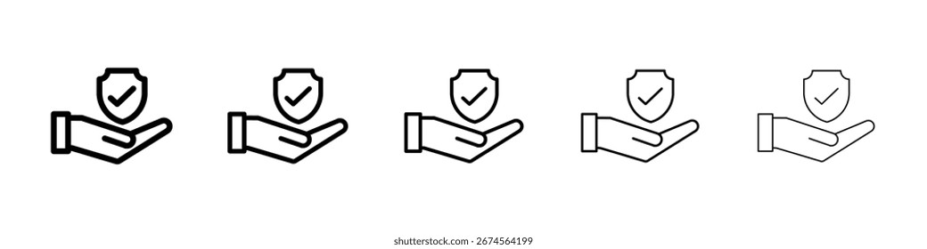 Logotipo de icono de titular de la póliza en líneas de trazo colección