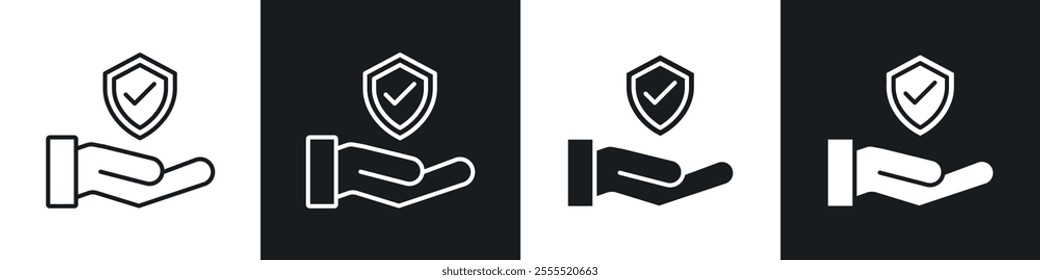 Policyholder icon vector collection in black and white.