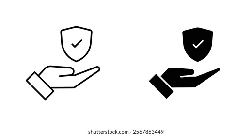 Policyholder icons collection in Filled flat and thin line style.