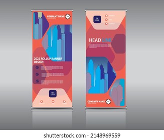 poligan shape trendy rollup banner,smart and simple buisness flyer,iconic and atractive coloured banner for presentations,appliances and displays.