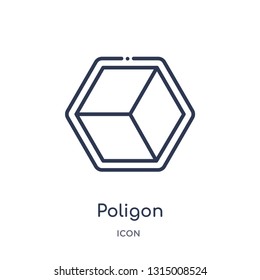 poligon icon from shapes outline collection. Thin line poligon icon isolated on white background.