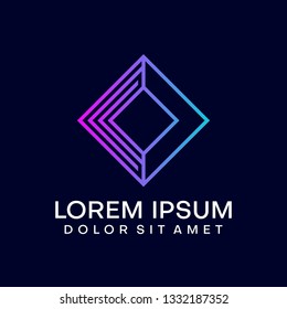 Poligon line geometric modern logo template design