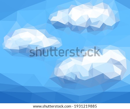 poligonal blue sky with white clouds