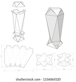 Poligonal box three parts and Die-cut Pattern. The .eps file is full scale and fully functional. Prepared for real cardboard production.