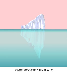 Poligonal Iceberg floating on the sea surface. Sunset. Vector illustration EPS 10