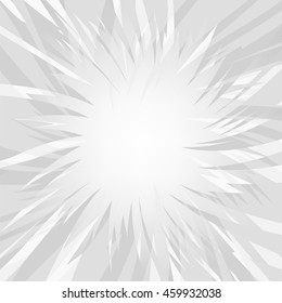 Poligonal light burst background. Glowing lowpoly explosion. Gray vector illustration