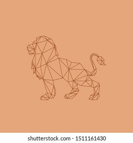 Poligonal lion on orange background