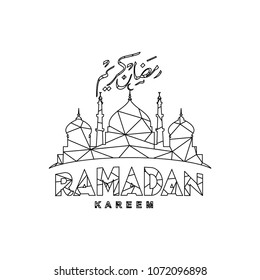 poligonal ramadan kareem with mosque islam arab illustration