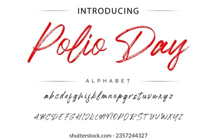 Polio Day vector brush style font, alphabet, typeface