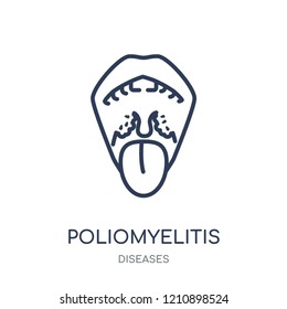 Poliomyelitis icon. Poliomyelitis linear symbol design from Diseases collection. Simple outline element vector illustration on white background.