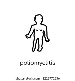 Poliomyelitis icon. Trendy modern flat linear vector Poliomyelitis icon on white background from thin line Diseases collection, editable outline stroke vector illustration