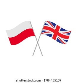 Polish and British flags icon isolated on white background. Vector illustration