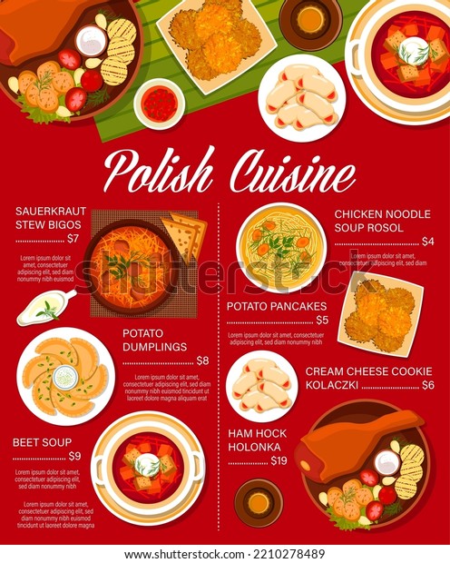 Polish Cuisine Menu Traditional Food Vector Stock Vector (Royalty Free ...