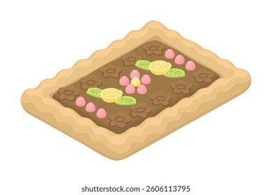 Polish Easter cake - hand drawn isometric vector illustration.