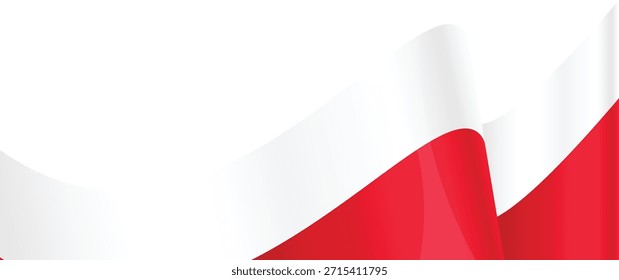 Polish flag with flowing red and white fabric texture.