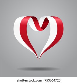 Polish flag heart-shaped wavy ribbon. Vector illustration.