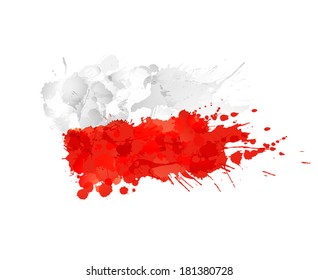 Polish flag made of colorful splashes