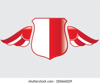 polish  flag on shield with wings