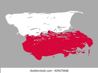 Polish flag.  Republic of Poland. Hand drawn vector image.