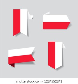 Polish flag stickers and labels set. Vector illustration.