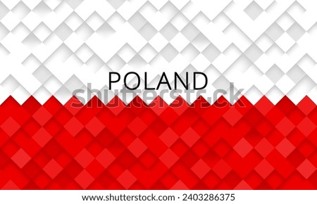 Polish flag textured background. Checkered pattern. Flag of Poland made of 3d cubes. Bricks or roof tiles mosaic pattern