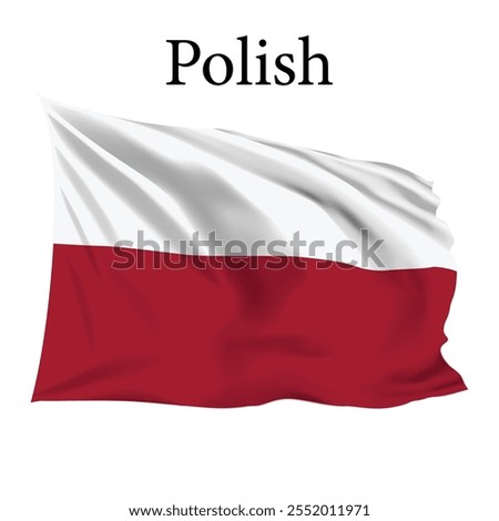 Polish Flag vector, Polish flag 3d illustration, Polish realistic flag vector