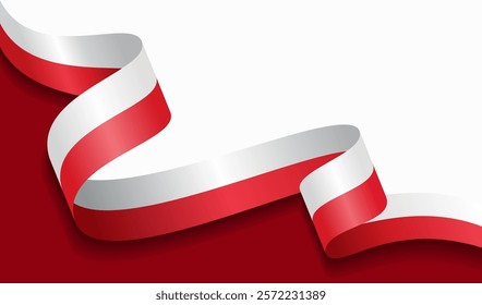 Polish flag wavy abstract background. Vector illustration.