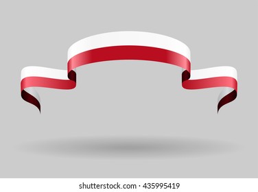 Polish flag wavy abstract background. Vector illustration.