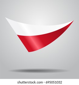 Polish flag wavy abstract background. Vector illustration.