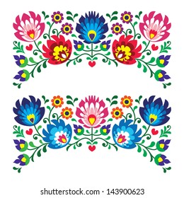 Polish Floral Folk Embroidery Patterns For Card - Wycinanka, Wzory ?owickie