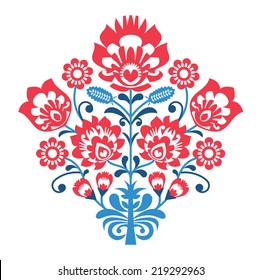 Polish Folk art pattern with flowers - wzory lowickie, wycinanka