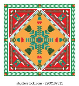 Polish Folk Art Print, vector flower print, seamless flower pattern, multicolor repeat patter, vector flower art print beautiful flower pattern, Swedish retro pattern, traditional folk
