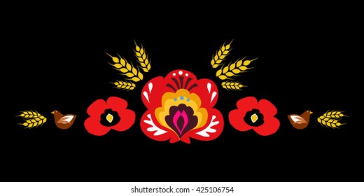 Polish folk decorative element vector 
