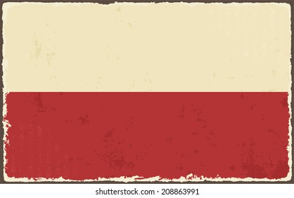 Polish grunge flag. Vector illustration. Grunge effect can be cleaned easily.