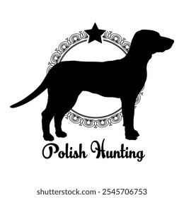 Polish Hunting dog silhouette, dog, dog breeds,  vector, silhouette, logo design, animal, illustration, icon, sign, black, pet