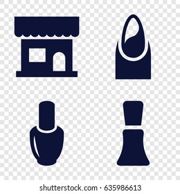 Polish icons set. set of 4 polish filled icons such as nail polish, beauty salon