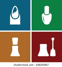 Polish icons set. set of 4 polish filled icons such as nail polish